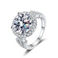 S925 Sterling Silver 5ct Round Moissanite Ring, Elegant and Sophisticated Women's Engagement Ring-0-3