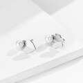 wholesale S925 Sterling Silver Plain Round Pearl Earrings for Women, Summer Style Small Fresh Sweet One Pair Two Ways Heart Butterfly Earrings-0-2