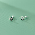 wholesale S925 silver black floral stud earrings, petite forest-style sunflower, sweet and fresh women's earrings G8082-0-1