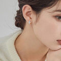 S925 Sterling Silver Four-Leaf Clover Moissanite Hoop Earrings-0-1