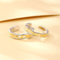 wholesale S925 Sterling Silver Sunset Golden Mountain Couple Rings Pair, Open Adjustable Unisex Minimalist Design Valentine's Day Gift-0-2