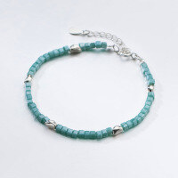 wholesale S925 Sterling Silver Korean-style Silver Bean Green Crystal Bracelet Simple and Elegant Fresh Women's Jewelry S5687-S925 Silver Bracelet>925 Silver
