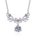 S925 Sterling Silver 1-Carat Moissanite Necklace, Light Luxury Floral Wheat Forest-Style Chain Wholesale-0-3