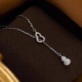 wholesale S925 Sterling Silver Maker's Light Luxury Gourd Pendant Necklace for Women, Sweet and Niche Design with Hollow-Out Gourd Collarbone Chain-0-0
