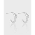 wholesale S925 Sterling Metal Small Design Personality Silver Earrings Temperament Ins Style Geometric Light Surface C-Shape Ear Studs Women-0-0