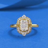 wholesale Metal material first: ZHUOZHFAN Jewelry New Style Simulated Diamond Ring 5*7mm White Diamond Ice Flower Cut Diamond-Visible Wedding Ring Set-R1486 Gold Ring Size 8