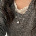 wholesale S925 Sterling Silver Geometric Brushed Sphere Necklace for Women, Minimalist and Fashionable, Versatile Bohemian Style Sweater Chain with a Premium and Trendy Feel-0-1