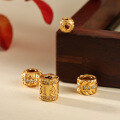 wholesale Metal S925 Gold-Plated Hollow Floral Bead Full Diamond Barrel Bead Four-Sided Spacer Bead Six-Syllable Mantra Barrel Bead DIY Silver Jewelry Accessories-0-3