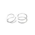 wholesale Sterling Silver S925 Korean Double Line Earrings For Women, Minimalist Clip-on Cross Ear Hook Elegant No Piercing Ear Accessories-0-0