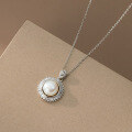 wholesale S925 Silver Nalan Fresh Sweet Ins Style Niche Design Exquisite Diamond-Inlaid Pearl Sun Necklace Y02107-0-1