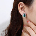 wholesale S925 Sterling Silver Cultivated Emerald Elegant Earrings Inlaid with Precision Crafted Zircon Wedding Banquet Jewelry Wholesale for Women-0-2