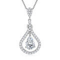 S925 Sterling Silver D-Color Moissanite Rotating Pendant Necklace-0-9