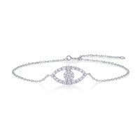 925 Sterling Silver Custom Simple Lady LOVE Bracelet with Moissanite, Non-Fading.-L13444 Moissanite 2.0mm + 29 beads  925 silver (16+5cm)