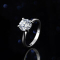 Silver Moissanite Ring Women 3ct Classic Four-Prong Setting-0-4