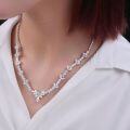 wholesale S925 Silver ShiPei Jewelry New 4*8mm White Marquise 05 Carat Collarbone Necklace 43+3cm-0-3