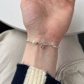 wholesale S925 Sterling Silver Korean and Japanese Light Luxury New Design Women's Bracelet with Shell Pearl, Heart Zircon, and Small Fragmented Silver Beads-0-0