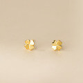 wholesale S925 Sterling Silver Fresh Sweet Ins Style Niche Design Exquisite Polished Four-Leaf Flower Earrings M06584-0-2