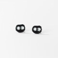 wholesale S925 silver black ear studs, Korean style cute and fresh minimalist cartoon little soot ball earrings M01397-0-2