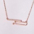 wholesale 18K rose gold and 9K gold asymmetrical diamond line necklace for women, perfect for fashionable commutes and as a gift for your girlfriend-0-1