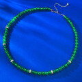 wholesale Silver metal material, Moojing Jewelry Green Chalcedony Bead Strand, Ice Type Imperial Green, Silver Inlaid Pendant, Versatile 60mm Full Strand Necklace 40+8-0-0