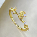 wholesale S925 Sterling Silver Plated with 18K Gold High-end Stylish Tree Branch Zircon Ring for Women, Trendy Ins Style Best Seller-0-2