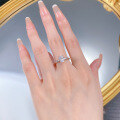 wholesale S925 silver gold-plated oval 6*8mm single diamond ring for women, simple and elegant starry halo ring-0-3