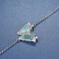 S925 Silver Inlaid Natural Weit Blue Jadeite Butterfly Bracelet-0-0
