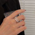 wholesale S925 Sterling Silver Vintage Open-Ended Chain Ring for Women, Korean New Retro Style Distressed Elegant and High-End Feel Ring-0-2