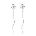 wholesale S925 Sterling Silver Retro Korean Style Ins Clover Flower Ear Thread Creative Small Fresh Trendy Earrings for Women-0-6