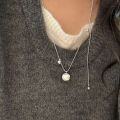 wholesale S925 Sterling Silver Geometric Brushed Sphere Necklace for Women, Minimalist and Fashionable, Versatile Bohemian Style Sweater Chain with a Premium and Trendy Feel-0-3