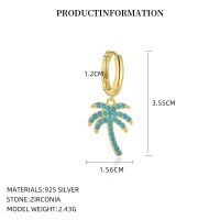 wholesale S925 Sterling Silver Turquoise Retro Earrings For Women,,。-E5632_Gold/Single 925 Silver