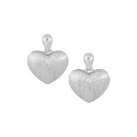 wholesale S925 Sterling Silver Brushed Matte Textured Heart Stud Earrings Women Minimalist Style Small Niche Ins Advanced Silver Earrings-Silver [with sterling silver ear plugs]  925 silver