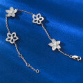wholesale S925 Sterling Silver Hollow-Out Five-Petal Flower Bracelet, New Design, Niche Fashion Women's Bracelet-0-2