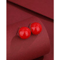 wholesale 925 Sterling Silver French Vintage Red Enamel Bean Stud Earrings Women Small Niche Design High-end Cross-border Earrings-0-3
