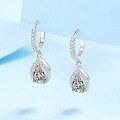 wholesale Pt950 gold plated 925 silver moissanite earrings for women, new style full-set teardrop earrings with elegant luxury ear clips for wholesale-0-0