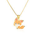 wholesale 925 Sterling Silver Europe and America Cross-Border Cute Cartoon Fox Enamel Drop Pendant Necklace for Women, Small and Unique Design Animal Accessory-0-4