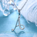 Metal Alloy Creative 26-Letter Simple Moissanite Necklace with Advanced Group Setting-0-2