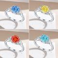 wholesale S925 Sterling Silver 2ct Flame Ice Cut Ring European and American High-End Sense 8*8 Color Gem High Carbon Diamond Heart-Shaped Love Women's Ring-0-1