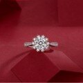 Sterling Silver Moissanite Ring, Winter Ice Snow Theme, Luxury Pavé, Niche Fashion Cross-Border Jewelry-0-2
