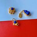 wholesale S925 gold-plated silver with inlaid natural lapis lazuli pendant, DIY bracelet necklace accessory, gourd lock astronaut-0-1
