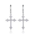wholesale Metal: 925 Sterling Silver European and American fashion Gothic cross jewelry, square and round face Amazon best-selling light luxury elegant earrings-0-4