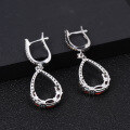 wholesale 925 Silver Exquisite and Luxurious Natural Garnet Earrings, Prosperity Series Gemstone Stud Earrings-0-3