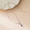 wholesale S925 Silver Nalan Fresh Sweet Ins Style Niche Design Crystal-Inlaid Amethyst Gourd Circular Necklace Y02190-0-3