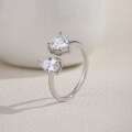 wholesale S925 Sterling Silver Adjustable Waterdrop Love Zircon Ring For Women, Elegant And Popular-0-2