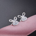 wholesale S925 Silver Korean Fashion Minimalist Student Earrings, Internet Celebrity Same Style, Creative and Cute Bunny Ear Studs Wholesale-0-1
