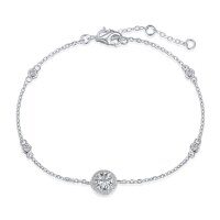 wholesale S925 sterling silver geometric round diamond-encrusted lightweight luxury versatile design series lady bracelet-Platinum DM150003>925 silver