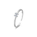 wholesale S925 Sterling Silver Light Luxury Trend Letter Ring for Women with Cubic Zirconia Inlaid and Adjustable Open Design-0-4