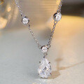 wholesale S925 Sterling Silver Nine Beauty Jewelry High Carbon Diamond Necklace Drop Colored Gemstone Zircon Chain Women's-0-2