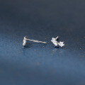 wholesale 999 Sterling Silver Small Fresh Row of Diamonds Five-Pointed Star Ear Studs Fashion Commuter Ear Jewelry for Women M05855-0-4