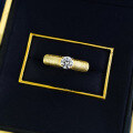 wholesale S925 Gold-Plated Silver Ribbon Brush Ring Set with 50 White Diamonds, Featuring Retro Manual Brushing-0-3